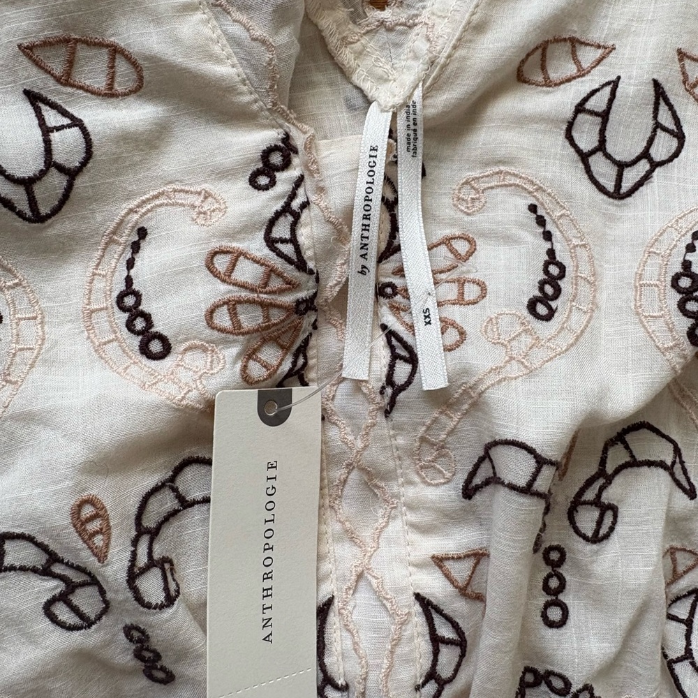 NWT Anthropologie Embroidered Eyelet Peplum Top - Picture 5 of 8